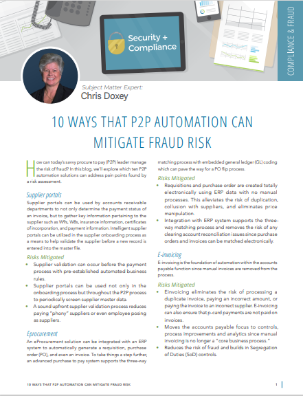 10 WAYS THAT P2P AUTOMATION CAN MITIGATE FRAUD RISK
