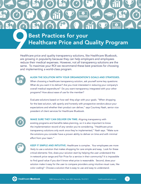 9 Best Practices for your Healthcare Price and Quality Program