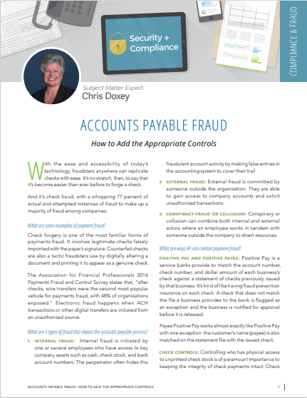 ACCOUNTS PAYABLE FRAUD<br>How to Add the Appropriate Controls