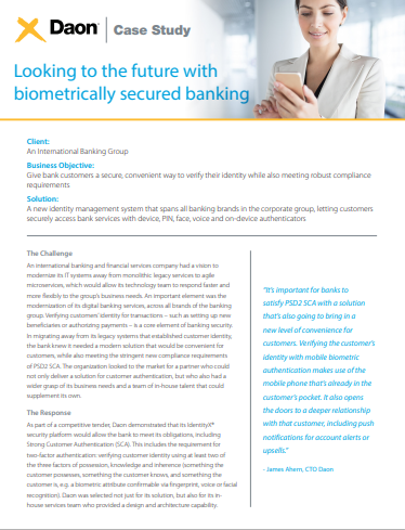 Looking to the future with biometrically secured banking